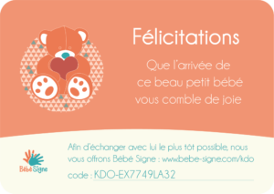 Carte cadeau de naissance original Bébé Signe